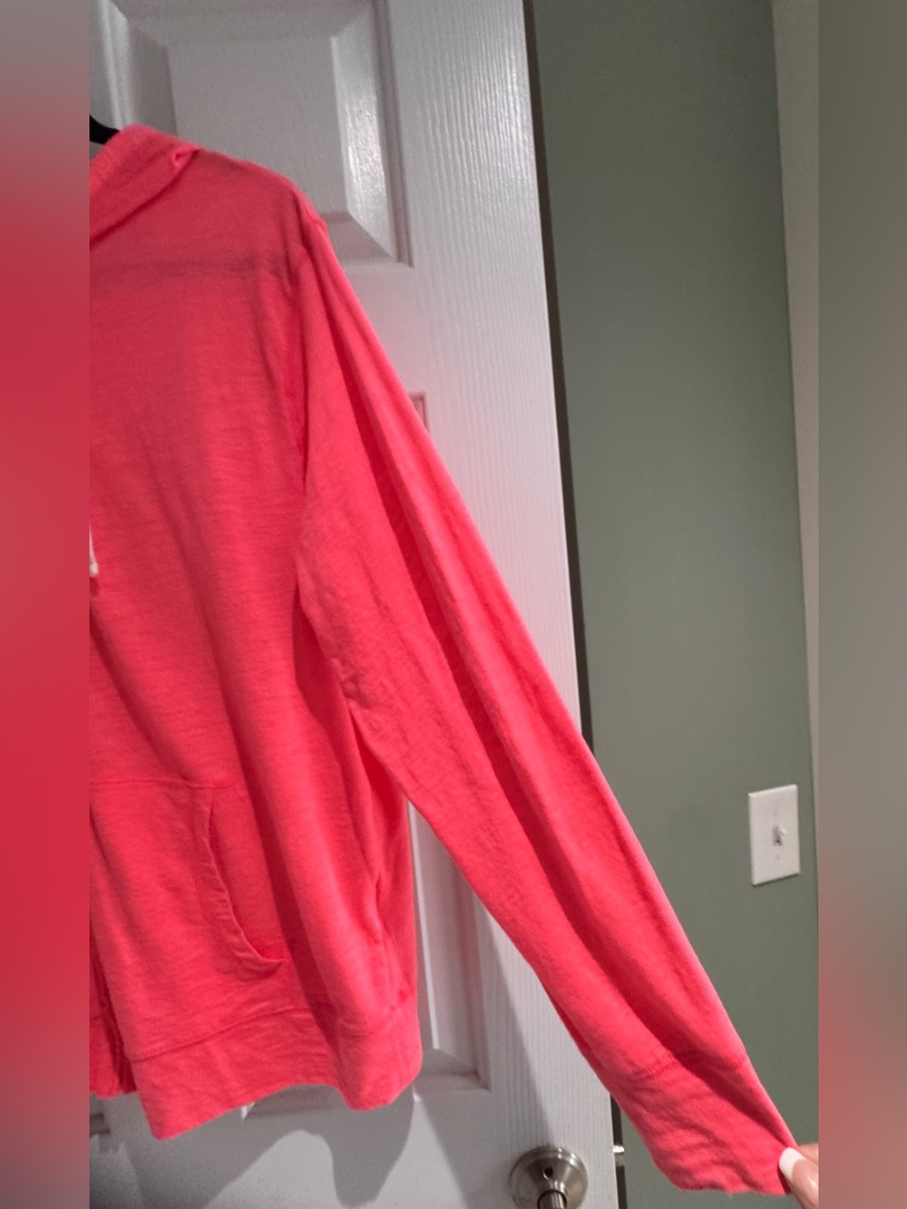 Old Navy Lightweight Coral Zip up Hoodie with White Drawstrings and Pockets - Picture 5 of 9